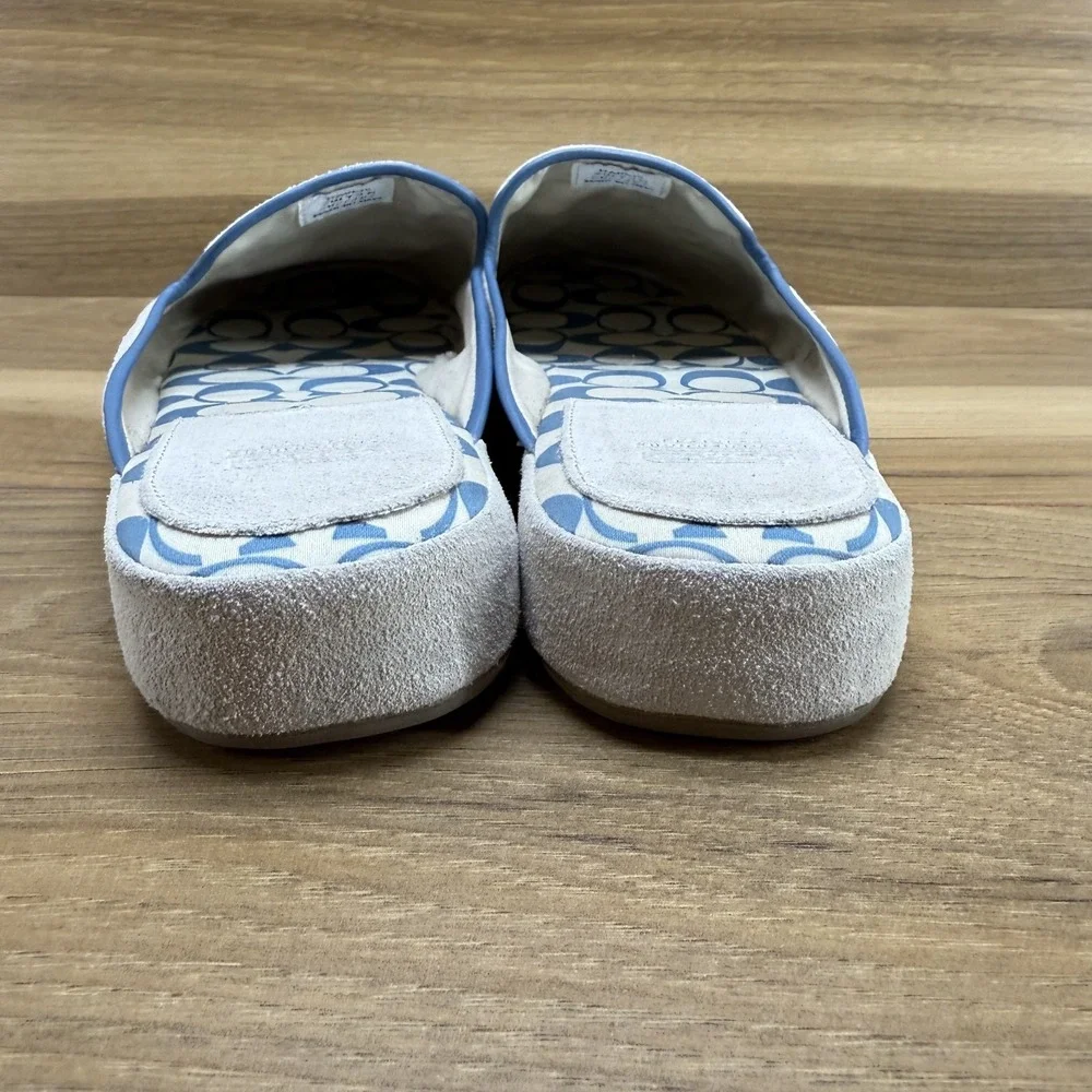 COACH Y2K Bone Suede Slippers House Womens 9 Heart Stitched Zoey